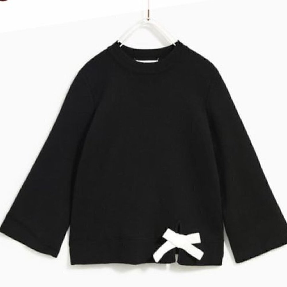 Zara fancy collection black white side bow sweater size 13/14 years